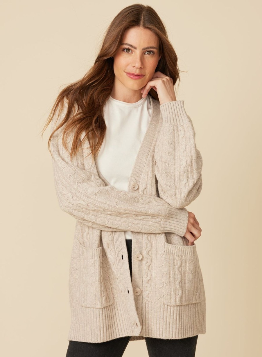 One Grey Day Ellen Cable Cardigan - Biscuit | Cardigans/Dusters