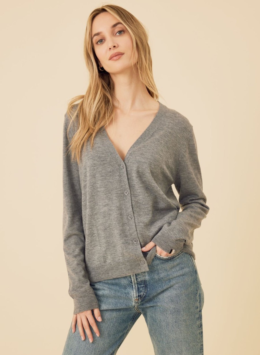 One Grey Day Laguna Merino Cardigan - Slate | Tanks/Tops/Tees