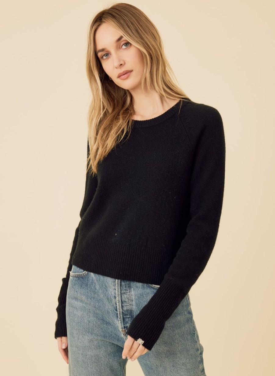 One Grey Day Blakely Cashmere Crewneck - Black | Pullovers