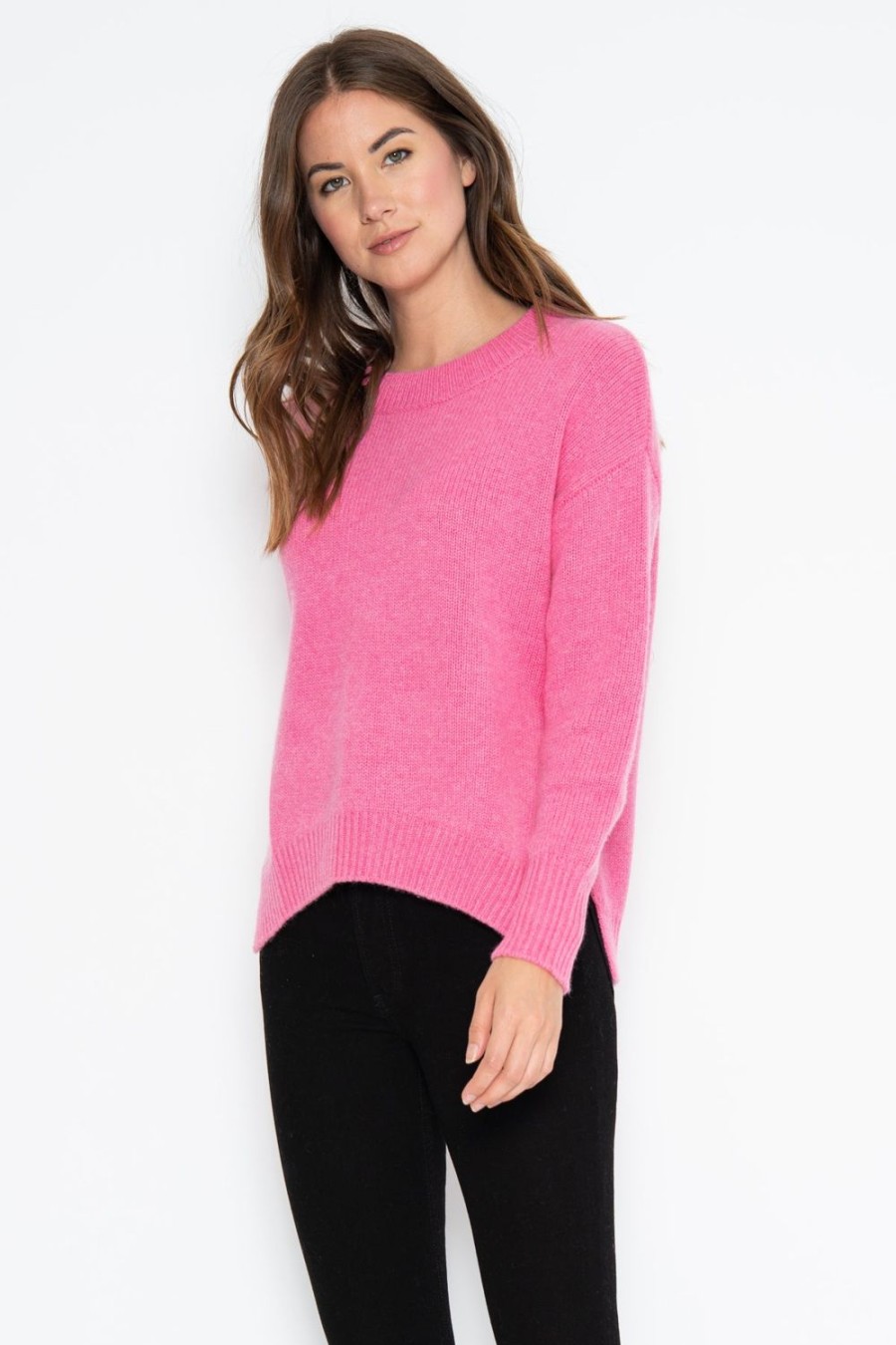 One Grey Day Lyle Cashmere Pullover - Pink Shock | Pullovers