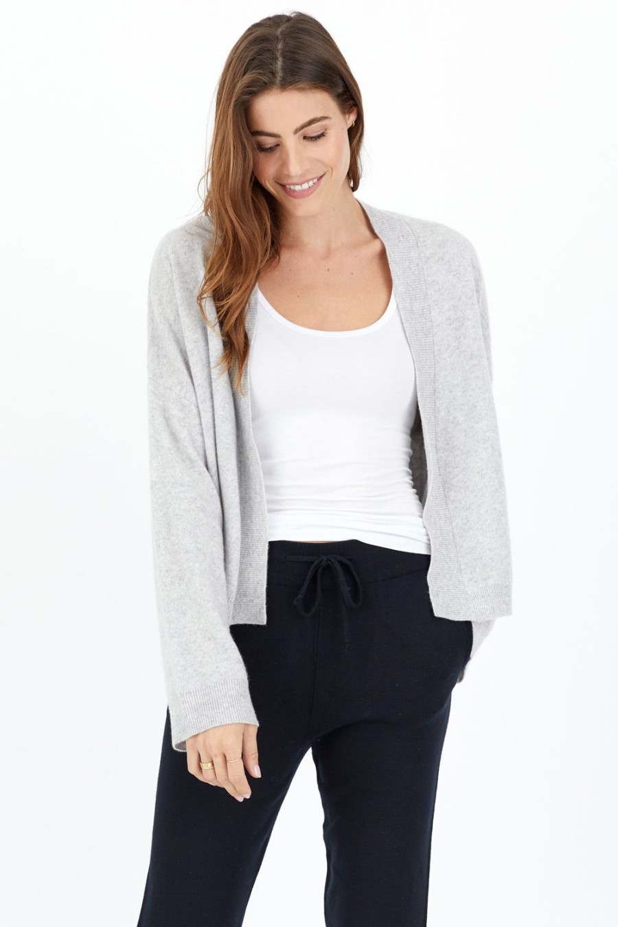 One Grey Day Rodney Open Cashmere Cardi - Heather Grey | Cardigans/Dusters