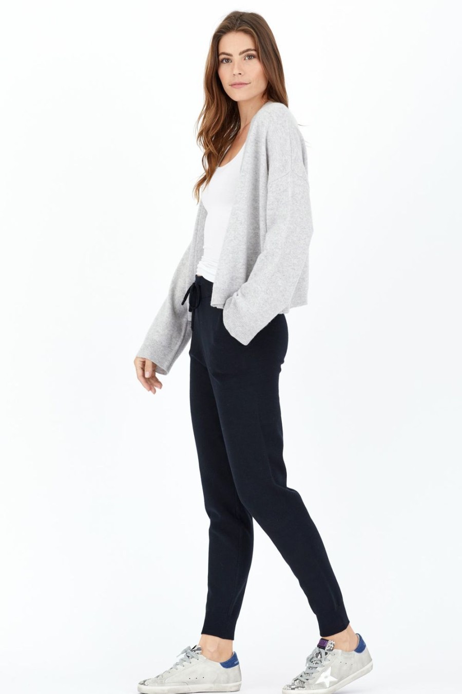 One Grey Day Rodney Open Cashmere Cardi - Heather Grey | Cardigans/Dusters