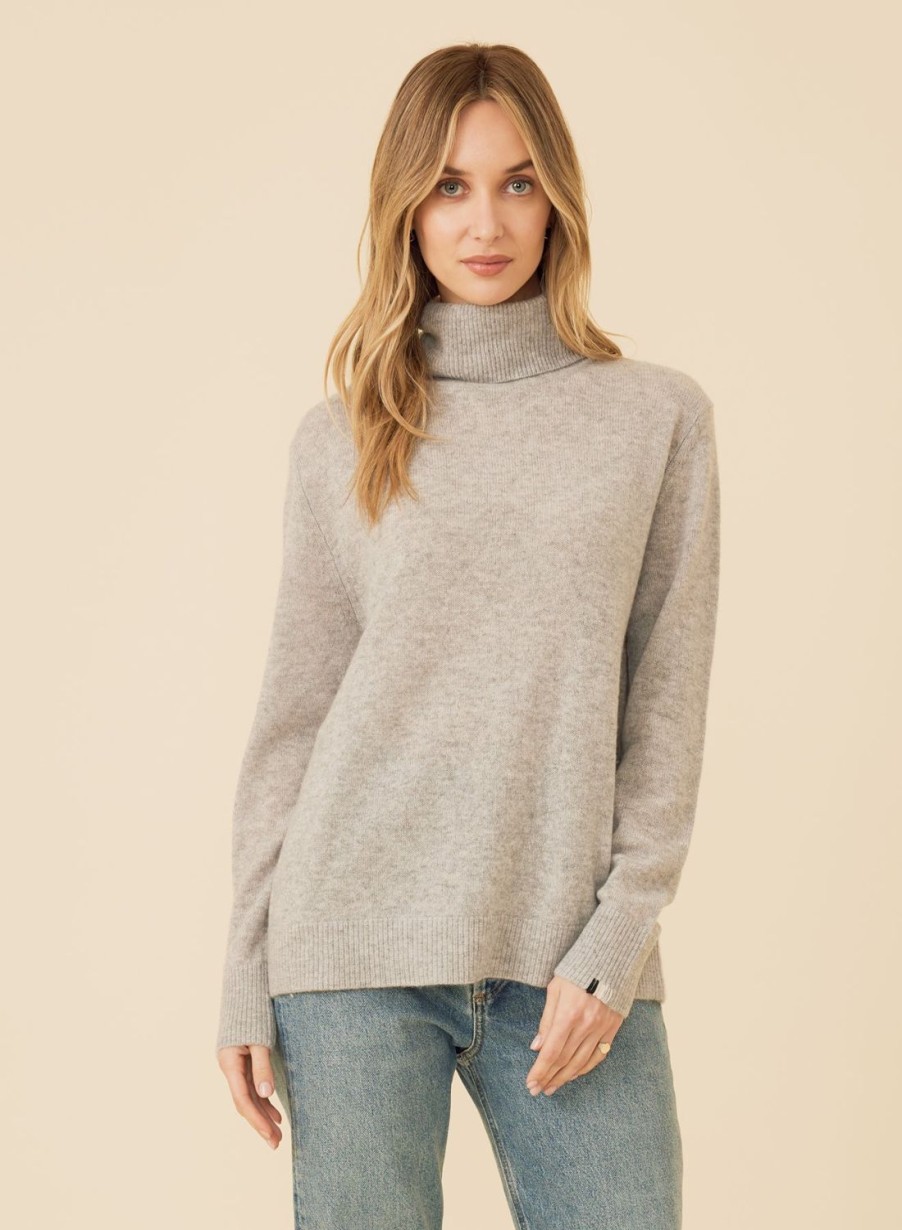 One Grey Day Sloane Cashmere Turtleneck - Heather Grey | Pullovers