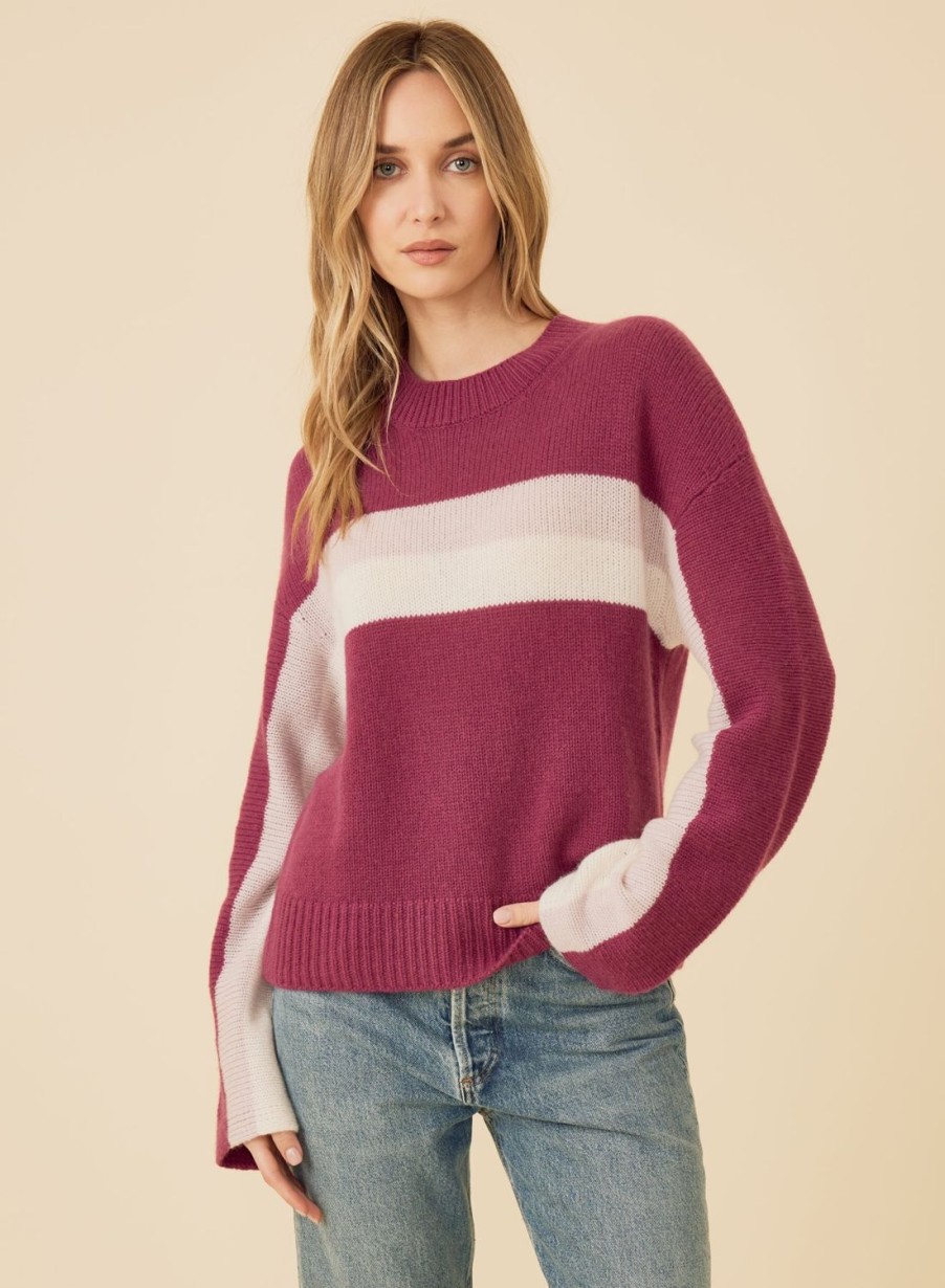 One Grey Day Adonis Cashmere Pullover - Mulberry Combo | Pullovers