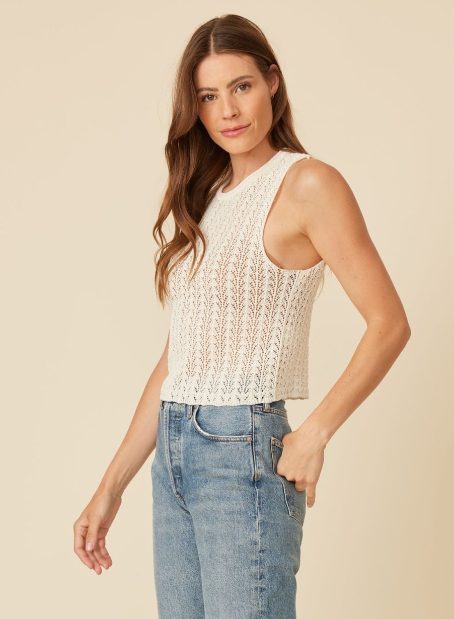 One Grey Day Bella Crochet Tank - White | Tanks/Tops/Tees