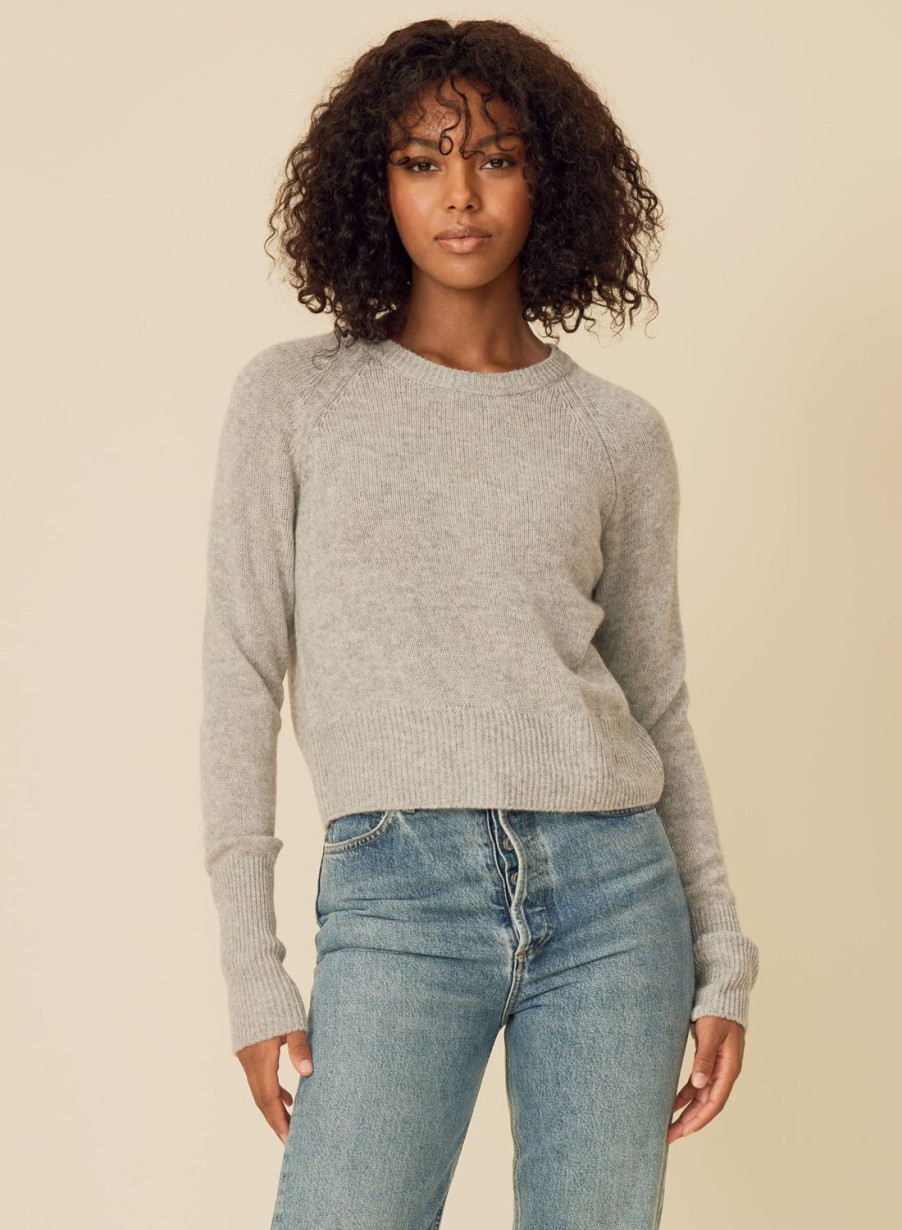 One Grey Day Blakely Cashmere Crewneck - Heather Grey | Pullovers