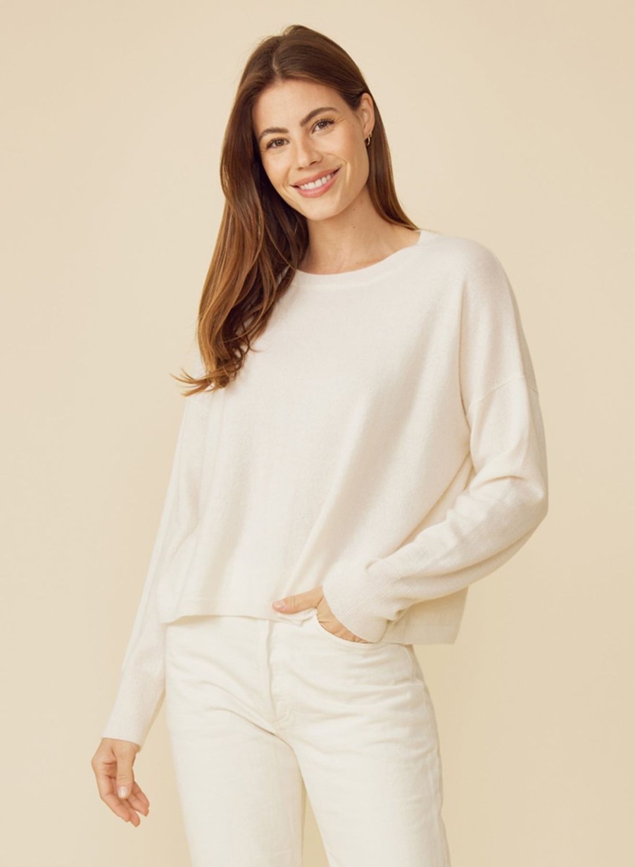 One Grey Day Scarlett Cashmere Pullover - Ivory | Pullovers