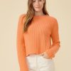 One Grey Day Blakely Rib Cashmere Pullover - Melon | Pullovers