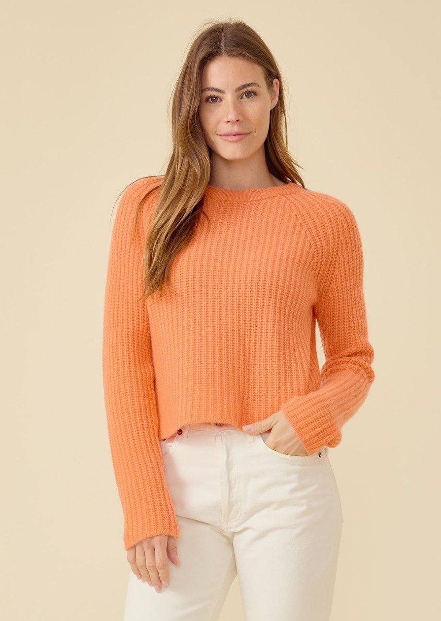 One Grey Day Blakely Rib Cashmere Pullover - Melon | Pullovers