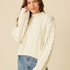 One Grey Day Laurel Cable Pullover - Snow | Bottoms