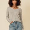 One Grey Day Blakely Cashmere Vneck - Heather Grey | Pullovers