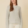 One Grey Day Angwin Cable Pullover - Silver | Pullovers