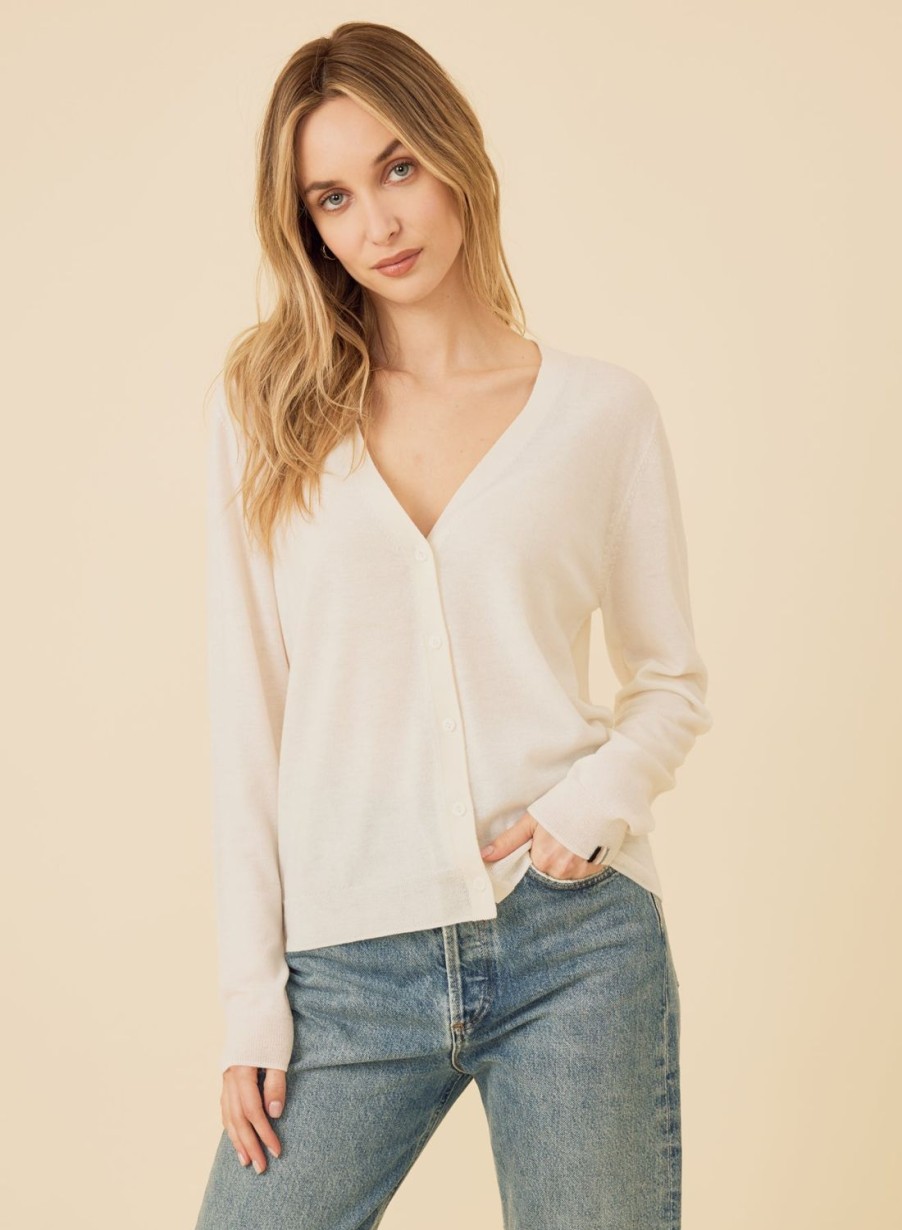 One Grey Day Laguna Merino Cardigan - Ivory | Tanks/Tops/Tees