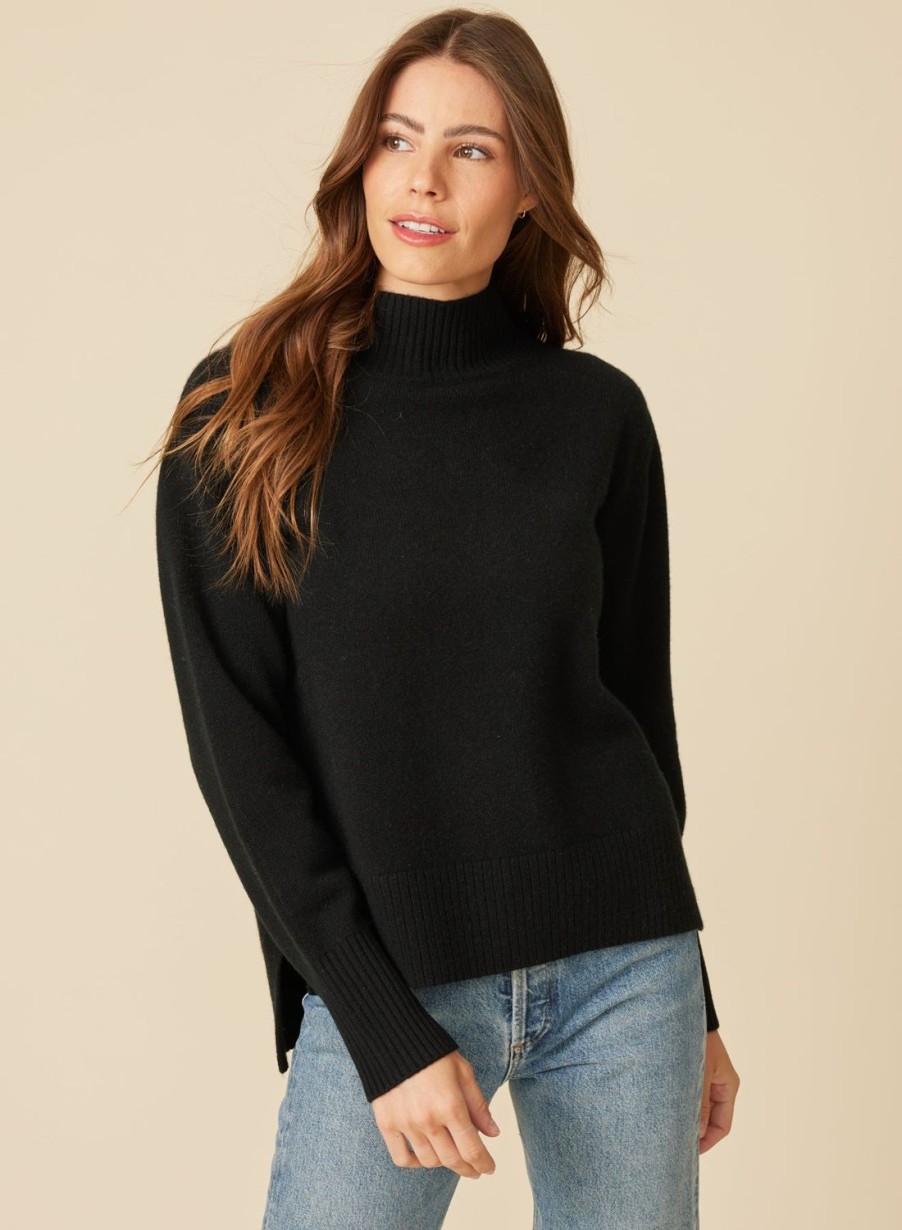 One Grey Day Marin Cashmere Turtleneck - Black | Pullovers