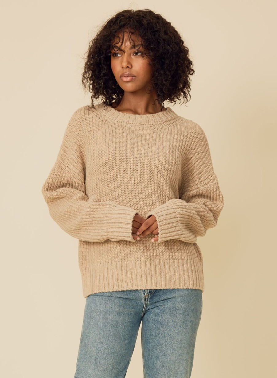 One Grey Day Seymour Oversized Pullover - Oatmeal | Pullovers