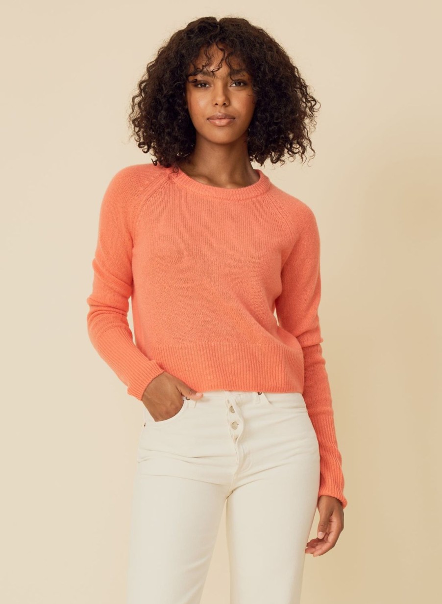 One Grey Day Blakely Cashmere Crewneck - Coral | Pullovers