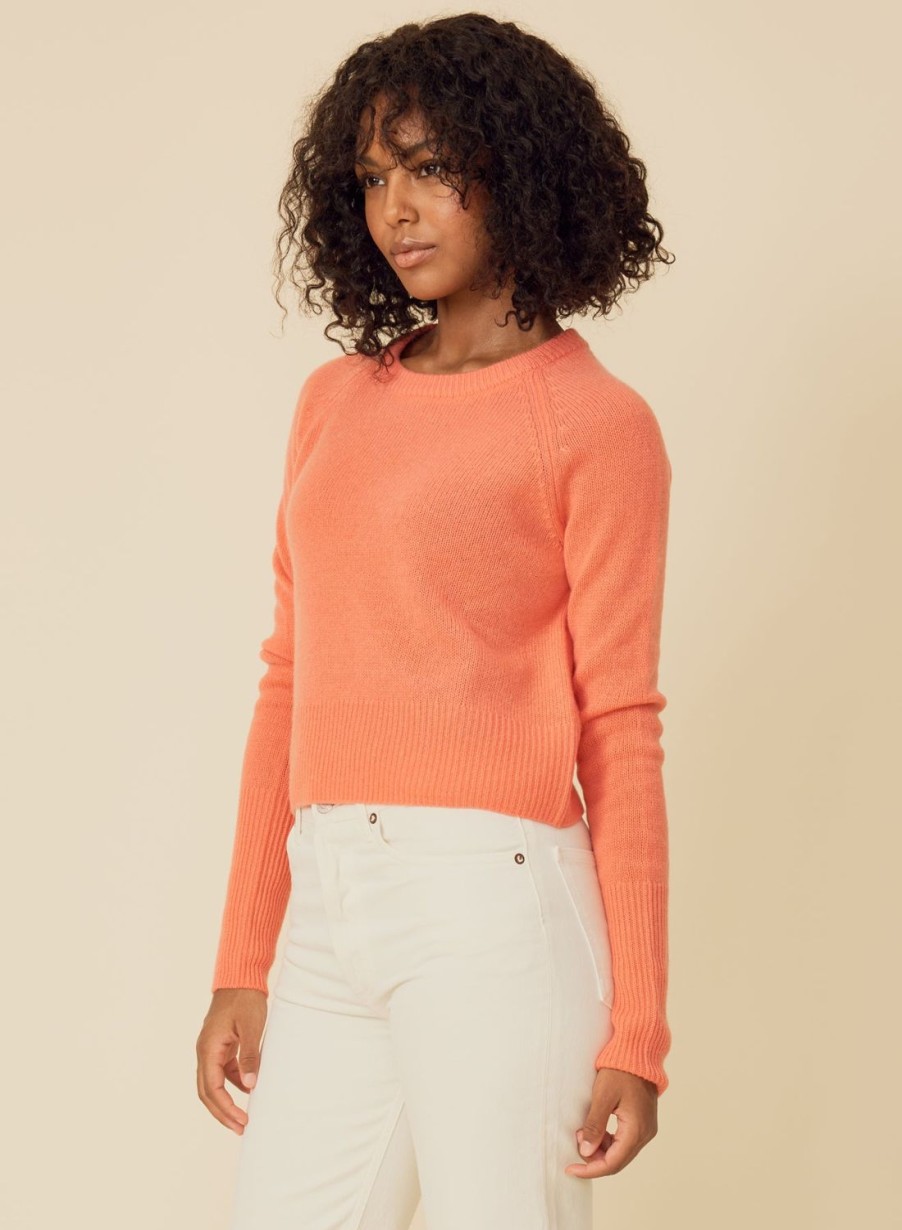 One Grey Day Blakely Cashmere Crewneck - Coral | Pullovers