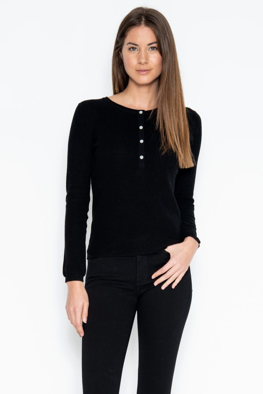 One Grey Day Sterling L/S Henley - Black | Pullovers