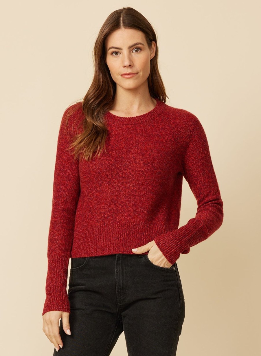 One Grey Day Blakely Cashmere Crewneck - Scarlet Marl | Pullovers