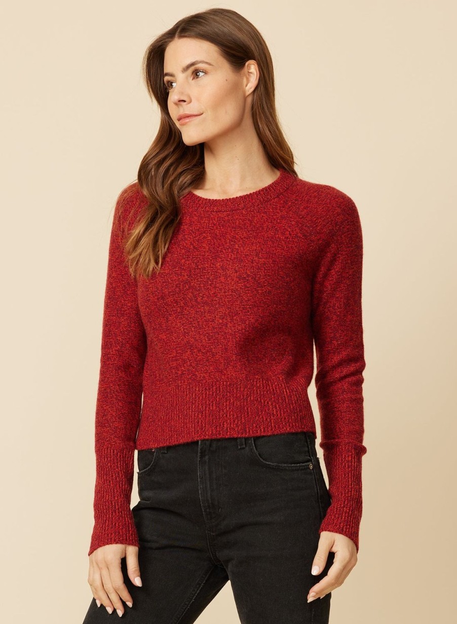 One Grey Day Blakely Cashmere Crewneck - Scarlet Marl | Pullovers