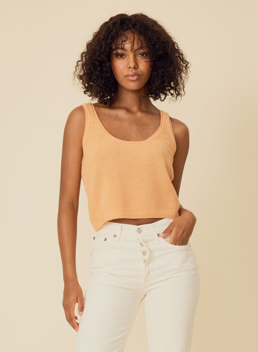 One Grey Day Talia Cashmere Tank - Apricot | Tanks/Tops/Tees