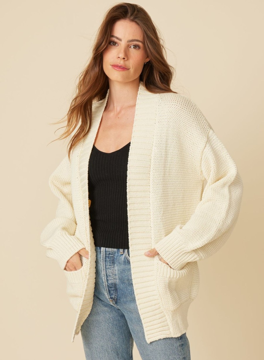 One Grey Day Laurel Cocoon Cardigan - Snow | Cardigans/Dusters