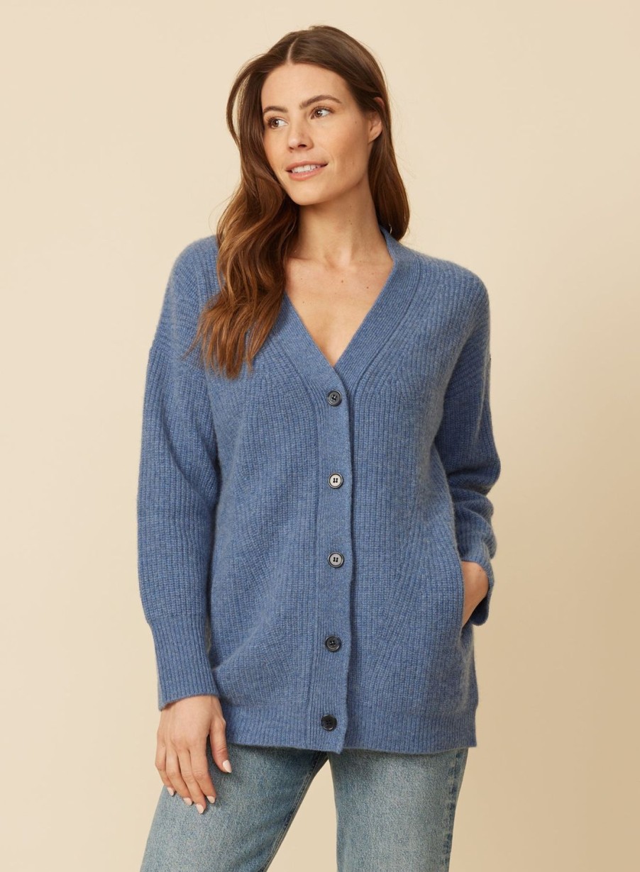 One Grey Day Newport Cashmere Cardigan - Cerulean | Cardigans/Dusters