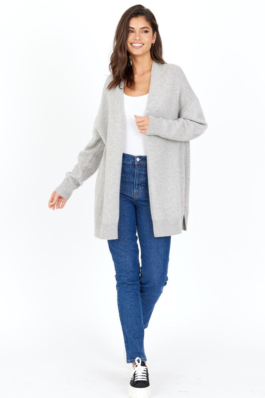 One Grey Day Lyle Cashmere Cardigan - Heather Grey | Cardigans/Dusters