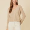 One Grey Day Blakely Cashmere Vneck - Oatmeal Combo | Pullovers