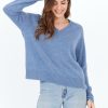 One Grey Day Sloane Cashmere V-Neck - Blue Jean | Pullovers