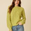 One Grey Day Ellen Cable Pullover - Lime | Pullovers