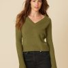 One Grey Day Blakely Cashmere Vneck - Fern | Pullovers