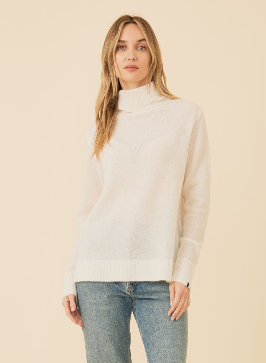 One Grey Day Sloane Cashmere Turtleneck - Ivory | Pullovers