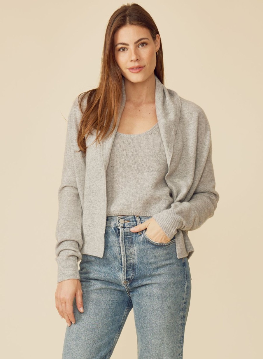 One Grey Day Ariel Cashmere Cardigan - Heather Grey | Cardigans/Dusters