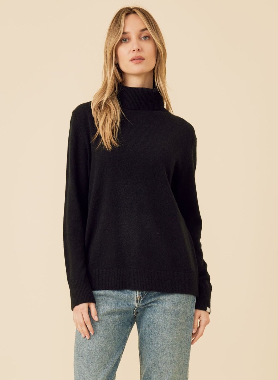 One Grey Day Sloane Cashmere Turtleneck - Black | Pullovers