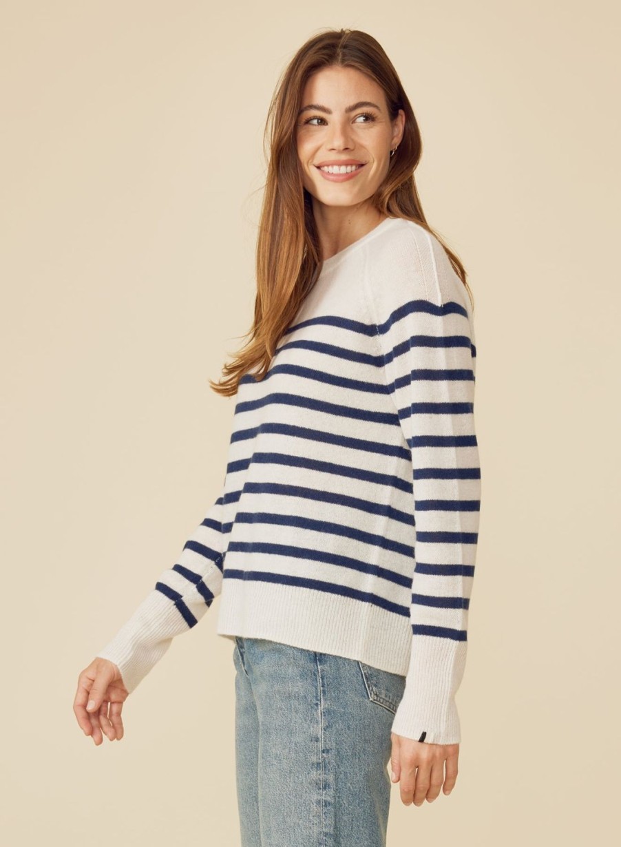 One Grey Day Sloane Cashmere Pullover - Ivory Combo | Pullovers