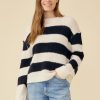 One Grey Day Bardot Pullover - Ivory Combo | Pullovers