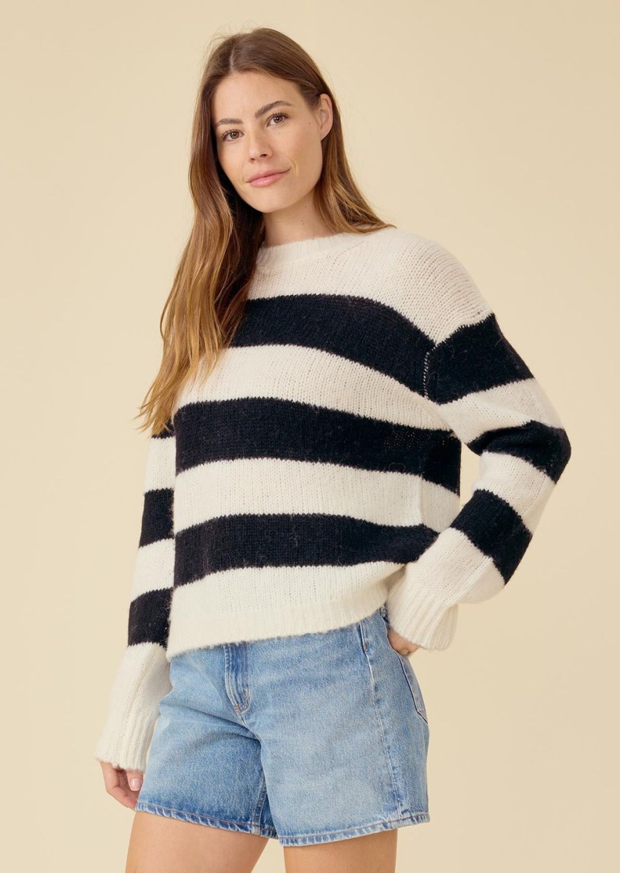 One Grey Day Bardot Pullover - Ivory Combo | Pullovers