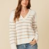 One Grey Day Marin Cashmere Vneck - Snow Combo | Pullovers