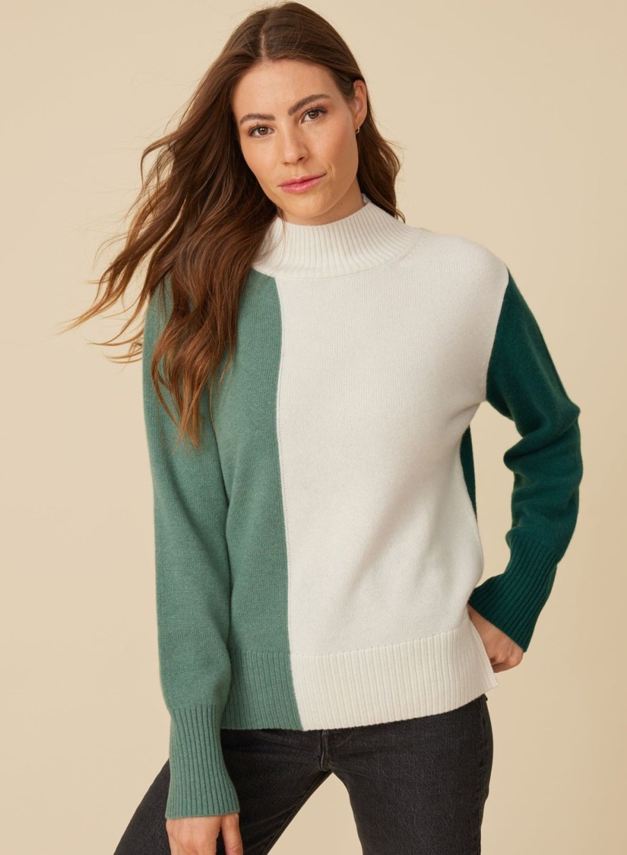 One Grey Day Marin Cashmere Turtleneck - Seaview Combo | Pullovers