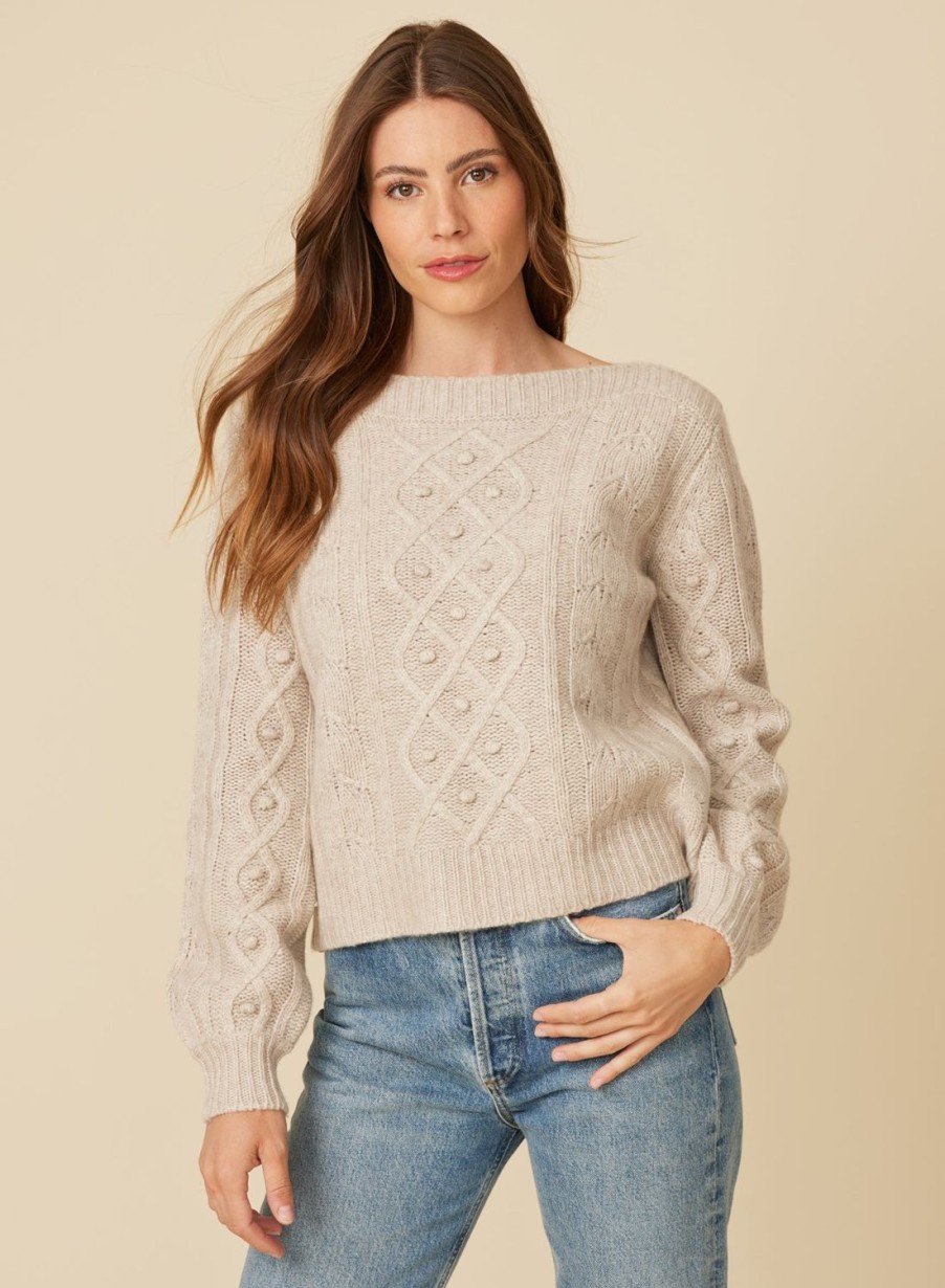 One Grey Day Ellen Cable Pullover - Biscuit | Pullovers