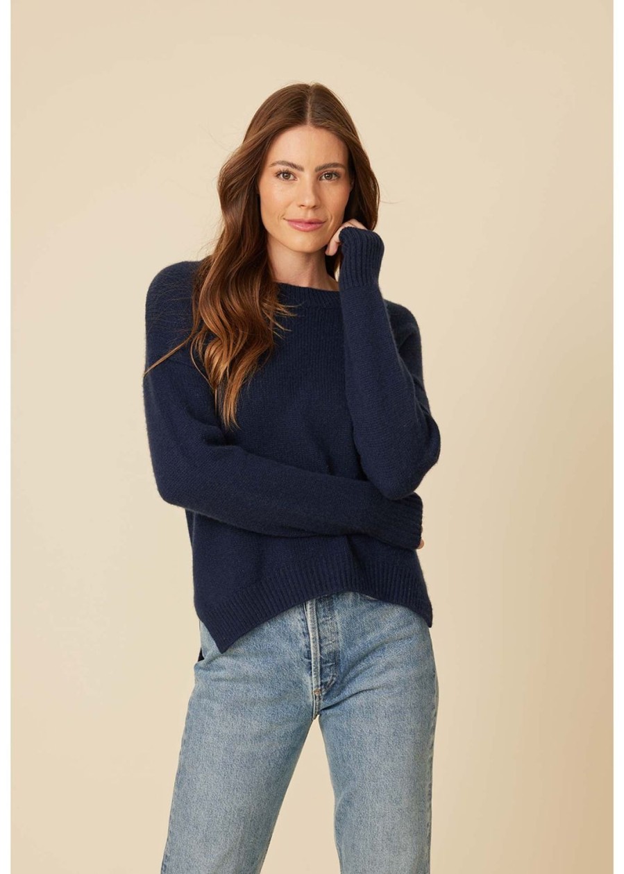 One Grey Day Lyle Cashmere Pullover - Navy | Pullovers