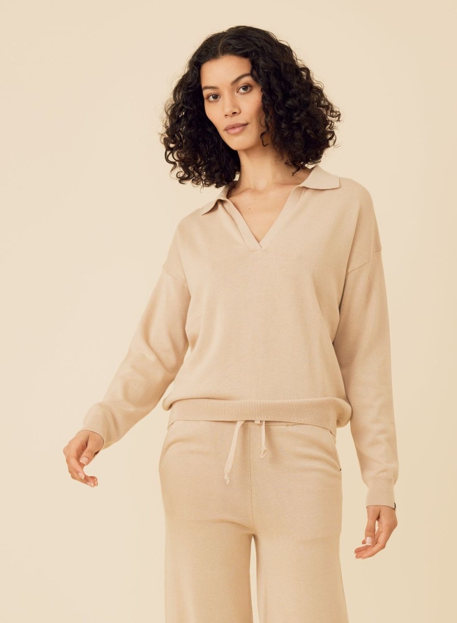 One Grey Day Bianca Polo - Latte | Pullovers