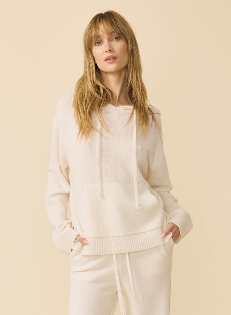 One Grey Day Bixby Cashmere Hoodie - Ivory | Hoodies