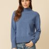 One Grey Day Marin Cashmere Turtleneck - Cerulean | Pullovers