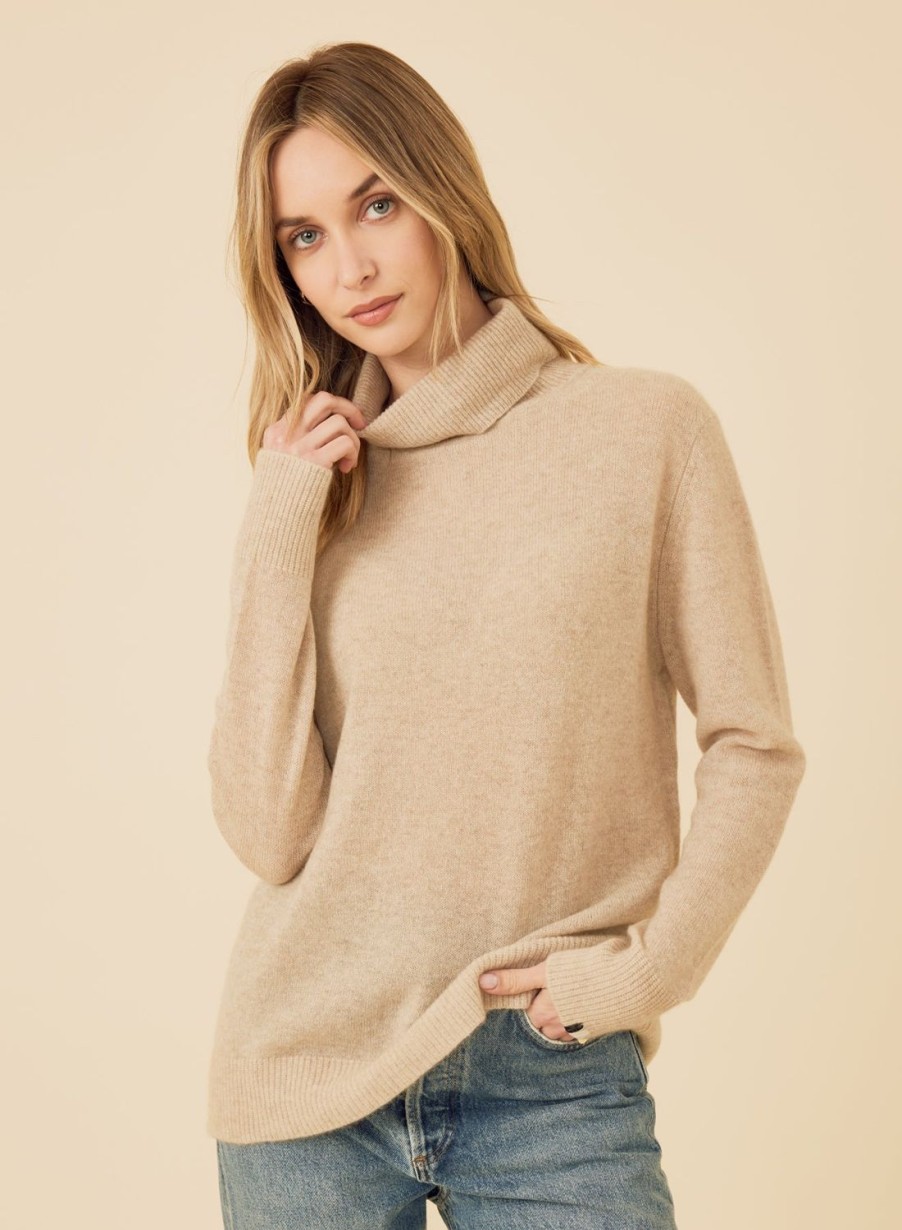 One Grey Day Sloane Cashmere Turtleneck - Oatmeal | Pullovers