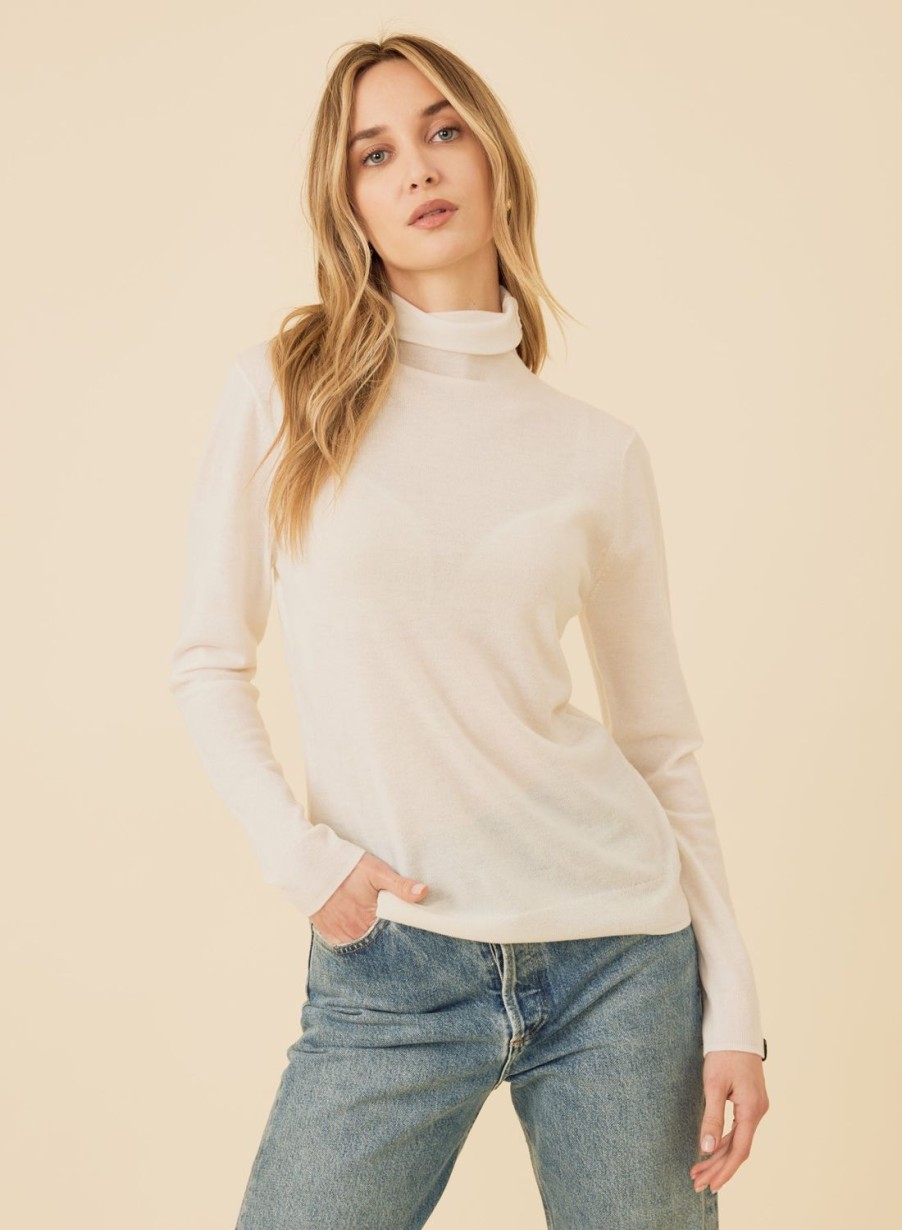 One Grey Day Laguna Merino Turtleneck - Ivory | Tanks/Tops/Tees