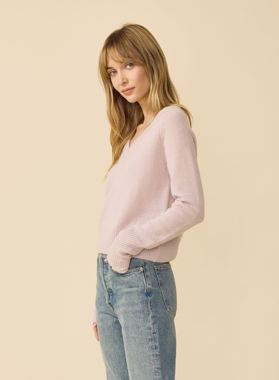 One Grey Day Blakely Cashmere Vneck - Orchid | Pullovers