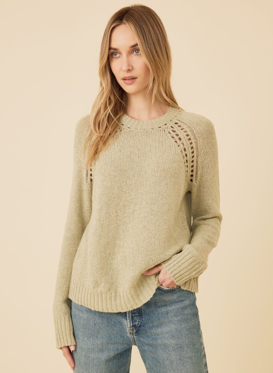 One Grey Day Arpi Long Sleeve Pullover - Sage | Pullovers