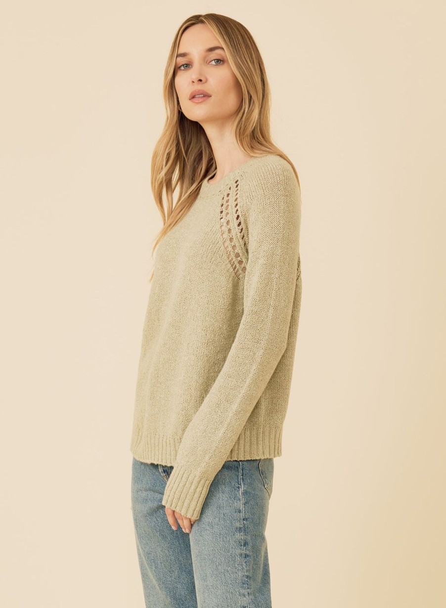 One Grey Day Arpi Long Sleeve Pullover - Sage | Pullovers